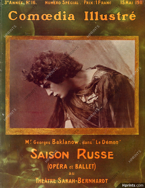 Georges Baklanow 1911 Ballets Russes, "Le Démon", Cover