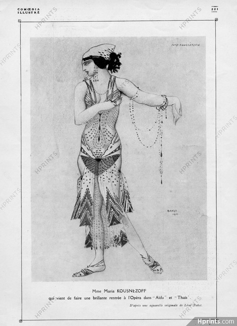 Léon Bakst 1921 Maria Koustnetzoff, Oriental Costume, Aïda & Thaïs
