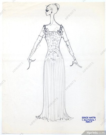 Serge Matta 1960 Original Fashion Drawing N°3