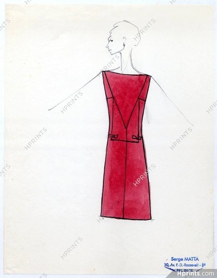 Serge Matta 1960 Original Fashion Drawing N°20
