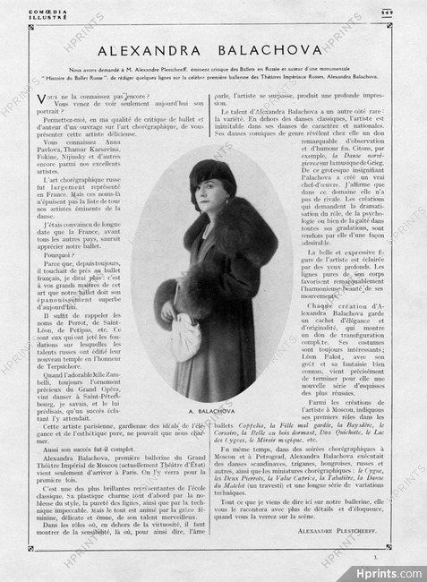 Alexandra Balachova, 1921 - Première Ballerine du Grand Théâtre Impérial de Moscou, Text by Alexandre Plestcheeff
