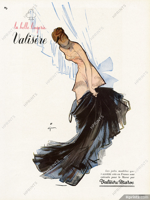 Valisère (Lingerie) 1948 René Gruau, Nightgown
