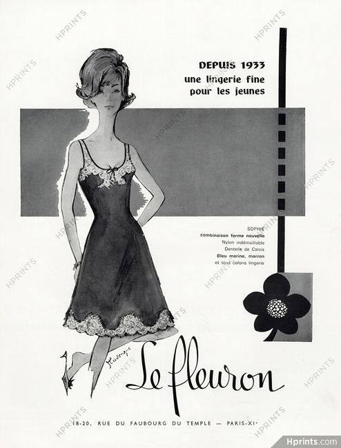 Le Fleuron (Lingerie) 1963 Nightie, Lavergne