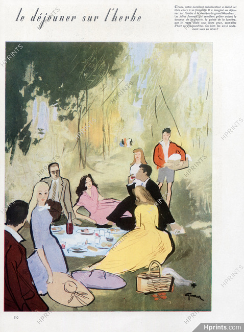 René Gruau 1946 "le déjeuner sur l'herbe" à la manière du grand Meaulnes...