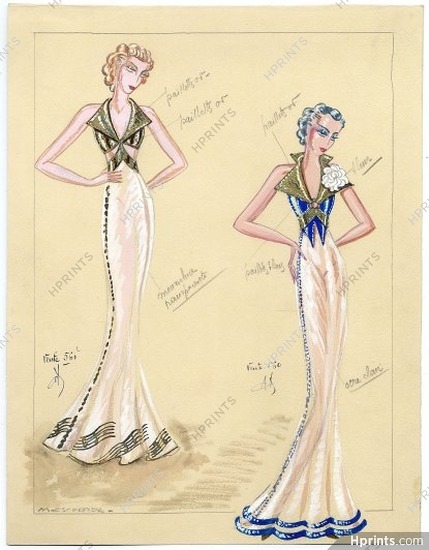 Marcel Escoffier 1930s, Original Costume Design