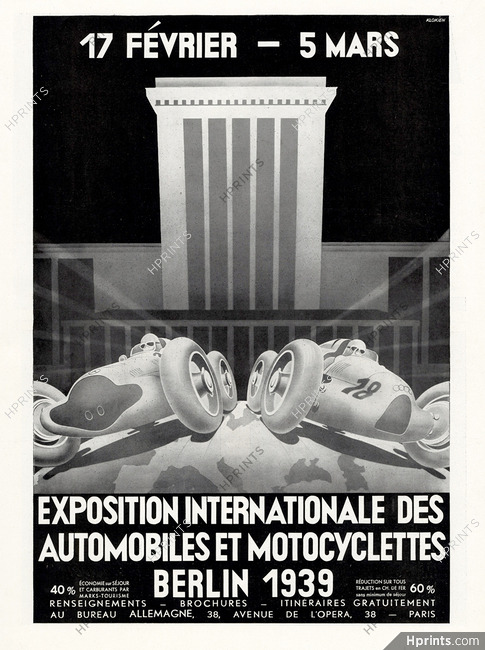 Exposition Internationale des Automobiles, Berlin 1939 Poster Art