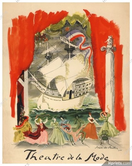Théâtre De La Mode 1946 Jean de Botton, American tour, Poster Art, Lithography
