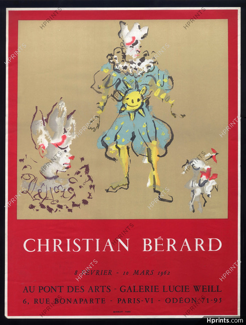 Christian Bérard 1962 Clowns, Mourlot Lithography, Affiche Exposition, Poster Art