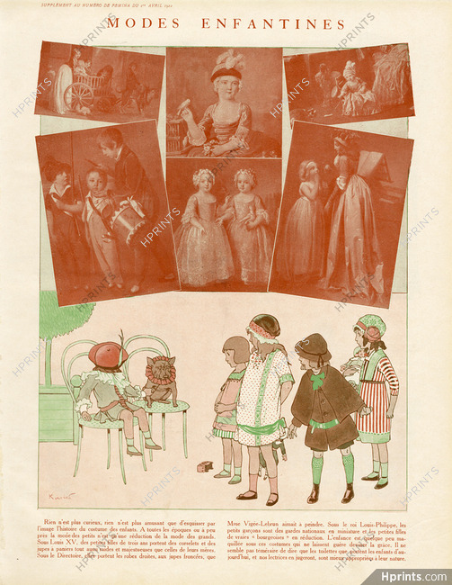 Modes Enfantines 1912 Children's fashion, French Bulldog, Koister