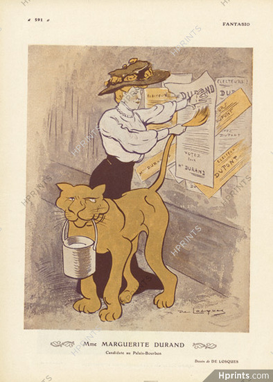 De Losques 1910 Mme Marguerite Durand, Féministe, Caricature
