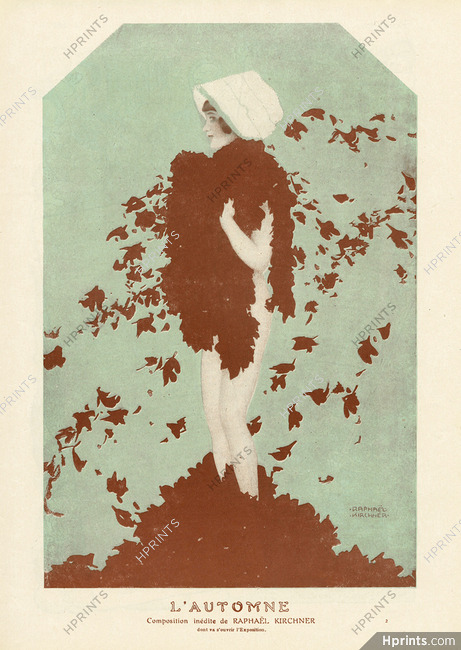 Raphaël Kirchner 1912 ''L'Automne'' Nudity Nude