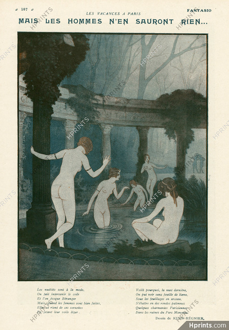 Mais les hommes n'en sauront rien, 1923 - Kuhn-Régnier Au Parc Monceau, Women Bathing At Night