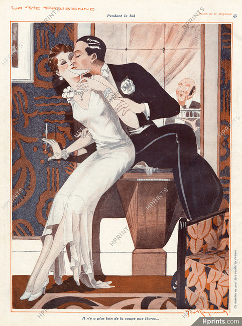 Geo Raynaud 1930 Pendant le Bal, Cigarette Holder, Elegant Parisienne
