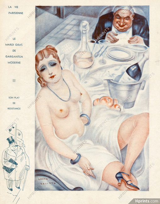 Sacha Zaliouk 1933 "Mardi Gras de Gargantua Moderne" Topless
