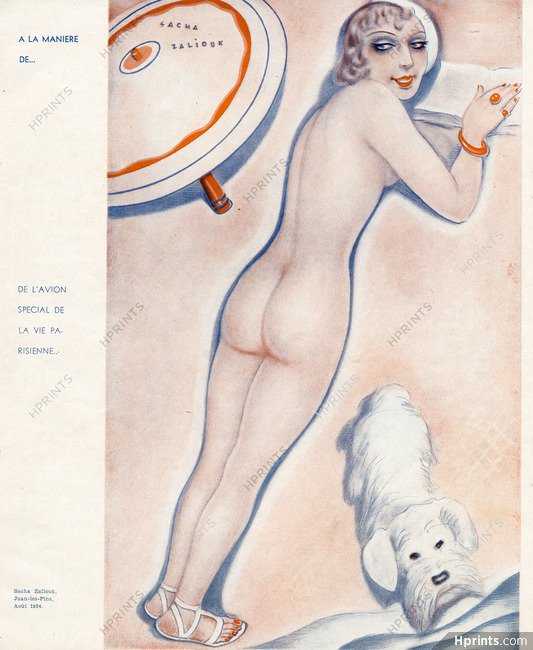 Sacha Zaliouk 1934 Nude, Bathing Beauty, Swimmer, View of Plane