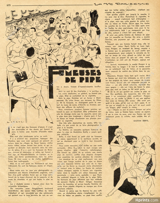 Fumeuses de pipe, 1933 - Fabius Lorenzi, Texte par Gaston Derys
