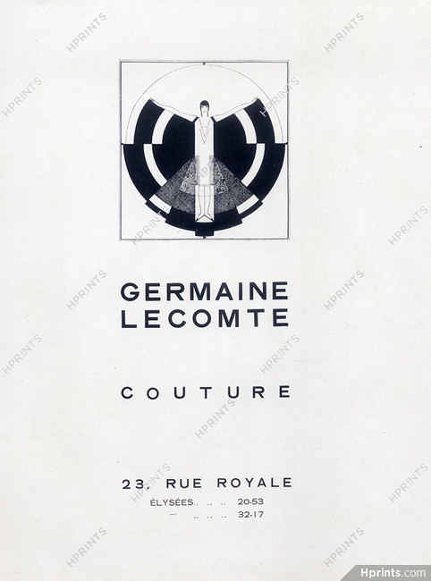 Germaine Lecomte 1926 Couture, 23 Rue Royale, Paris