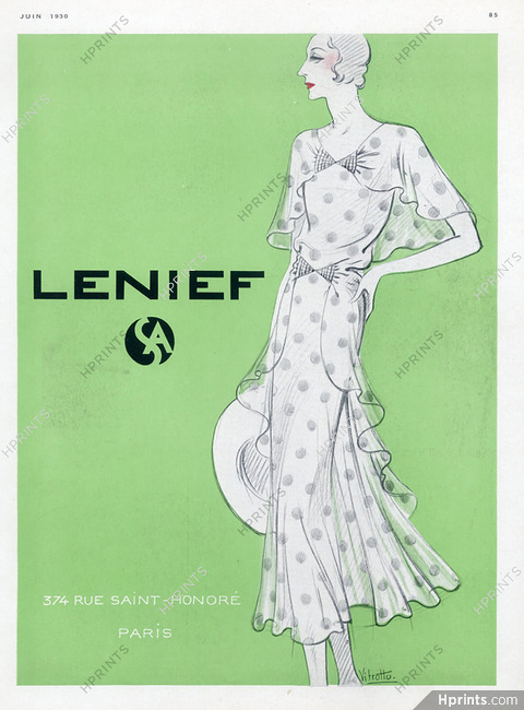 Alfred Lenief 1930 Vitrotto, Summer Dress