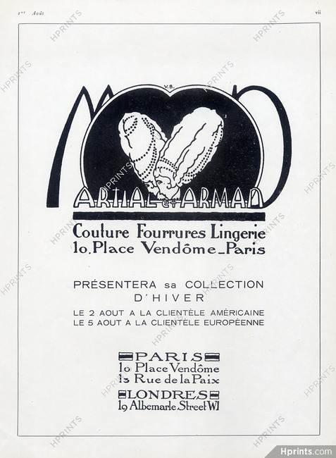Martial et Armand (Couture) 1926 Label, Place Vendôme, Paris
