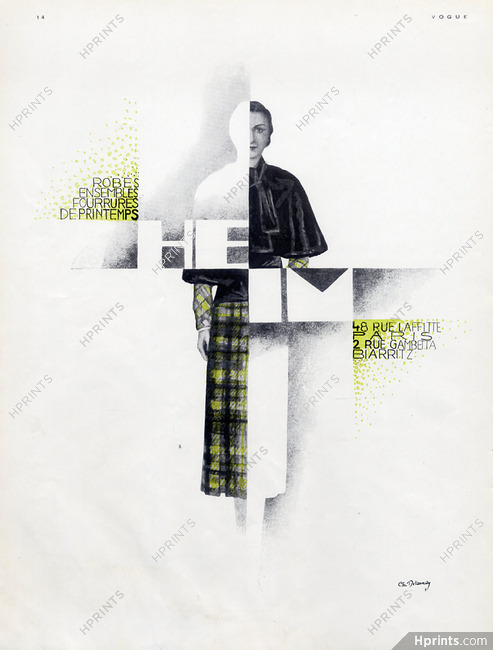 Jacques Heim 1931 Fashion Coat, Art Deco Graphic Style, Charles Delaunay
