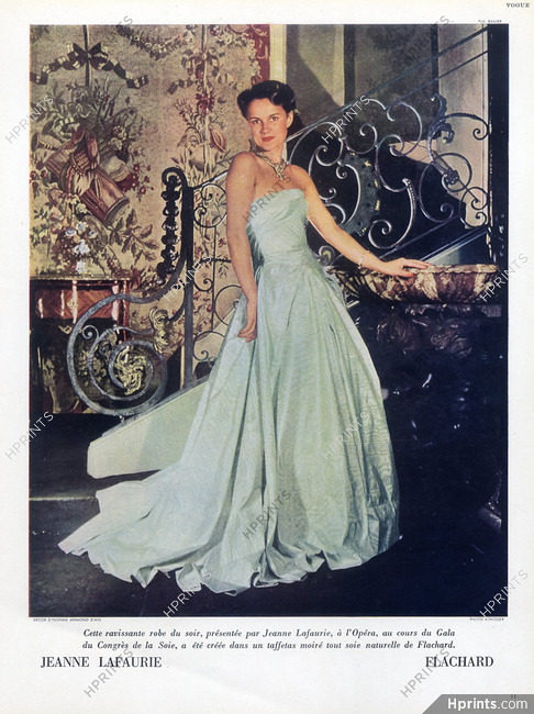 Jeanne Lafaurie 1948 Photo Kitrosser, Evening Gown