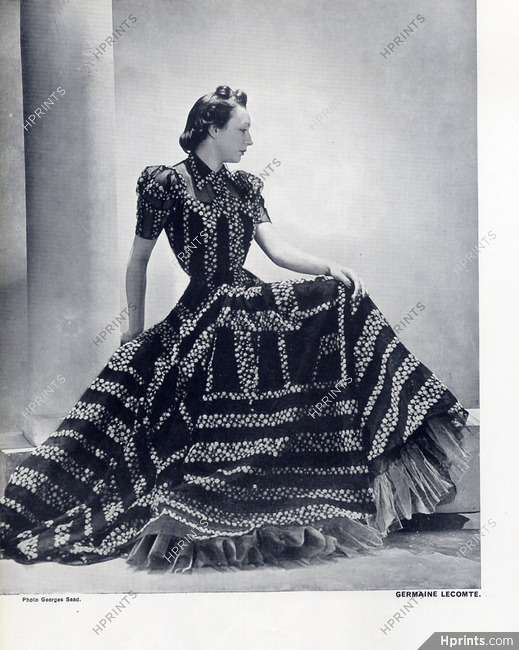 Germaine Lecomte 1939 Photo Georges Saad, Evening Gown