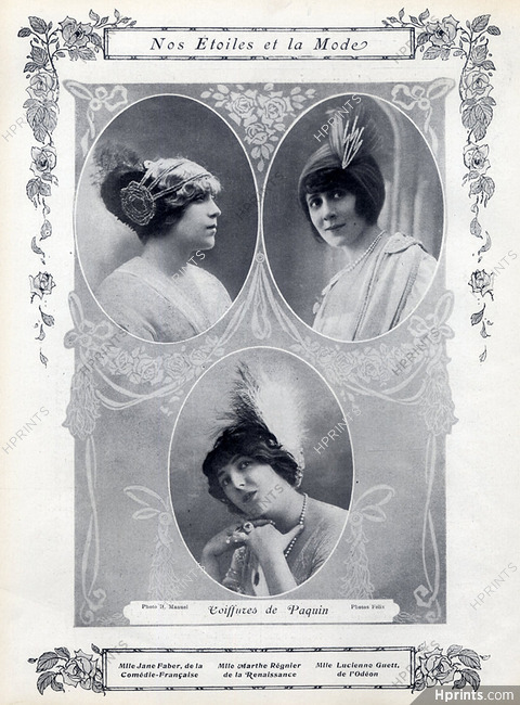 Paquin (Hats) 1910 Jane Faber, Marthe Régnier, Lucienne Guett, Portraits
