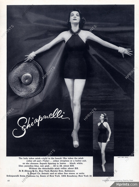 Schiaparelli 1954 Swimwear, Hat Mr John