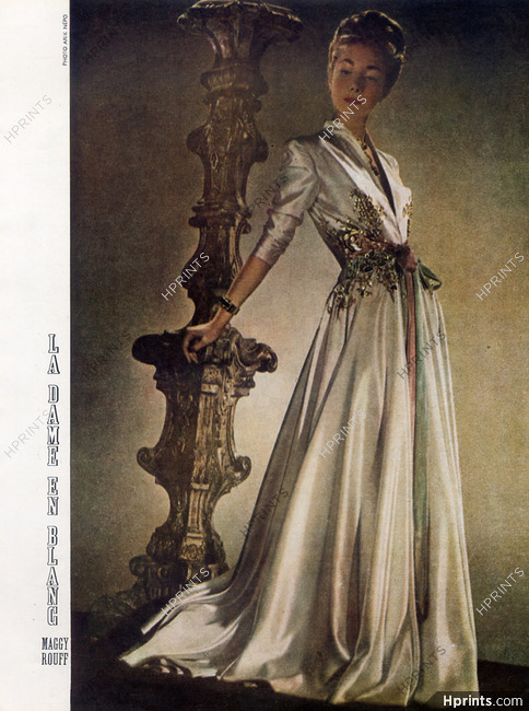 Maggy Rouff 1945 ''La Dame en blanc'' Arik Nepo, evening gown