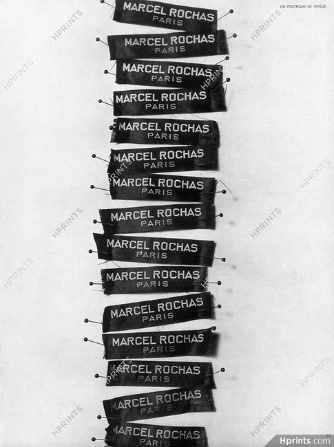 Marcel Rochas 1950 ribbon brand Label