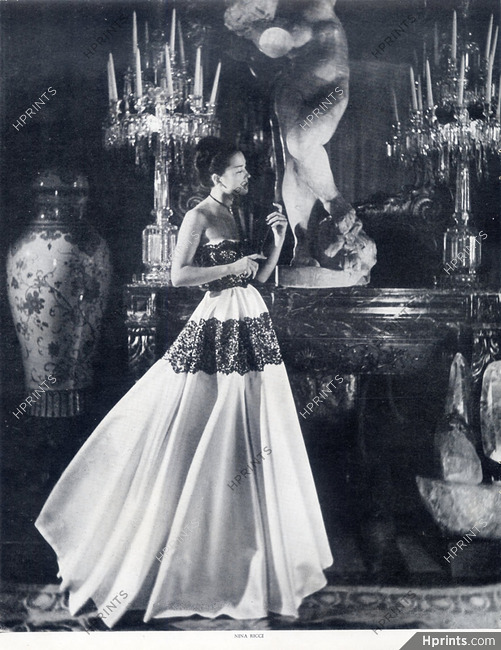 Nina Ricci 1947 Photo Maurice Tabard, Evening Gown, Strapless Dress