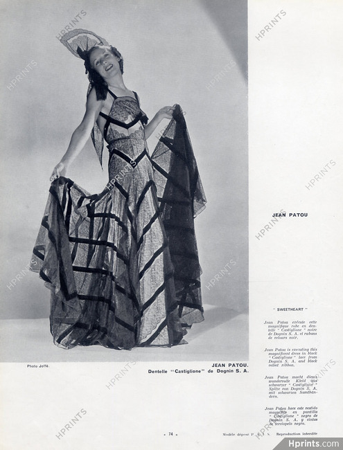 Jean Patou 1938 Photo Joffé, Dognin, Embroidery, Evening Gown