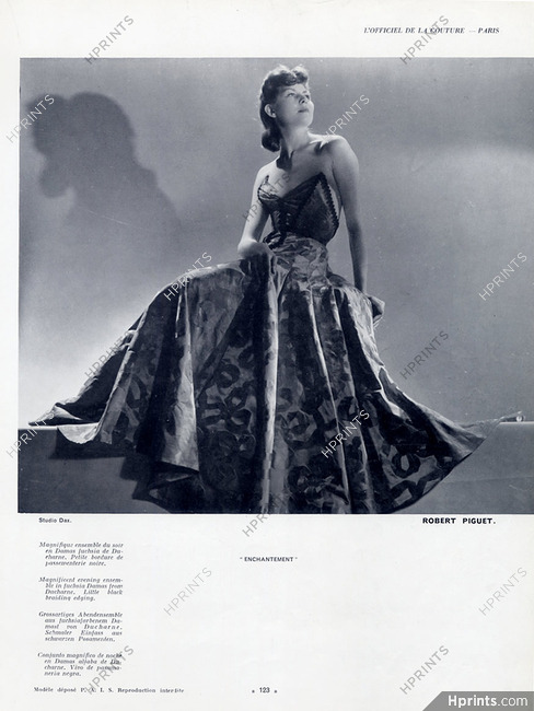 Robert Piguet 1939 Evening Gown, Ducharne, Photo Studio Dax