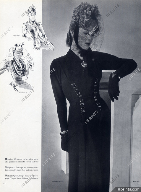 Robert Piguet 1940 Photo John Rawlings, Hat Suzy, Black Dress
