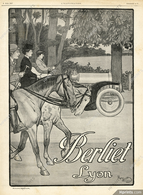 Berliet 1907 Automobile and Horses, Lyon, Harry Eliott