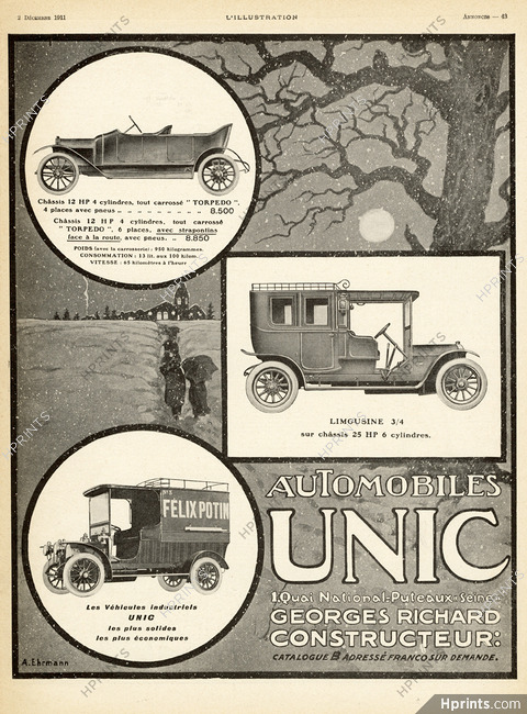 Unic (Cars) 1911 A. Ehrmann