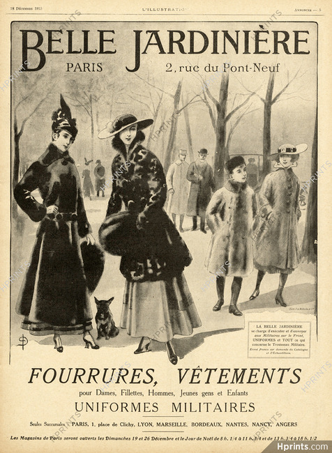 Belle Jardinière 1915 Fur Coat, French Bulldog