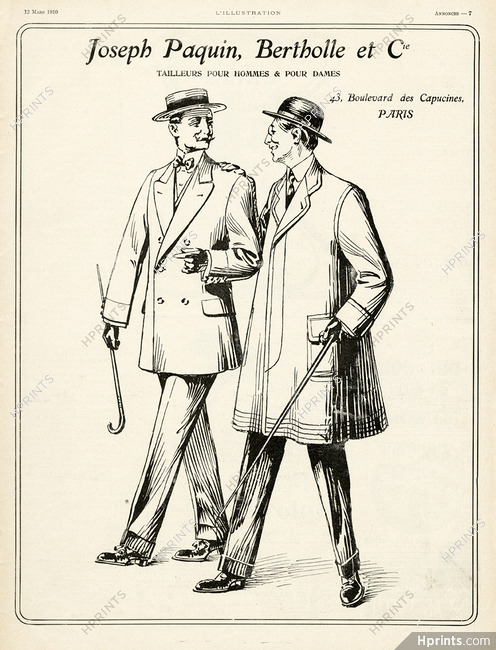 Joseph Paquin, Bertholle & Cie (Tailors) 1910