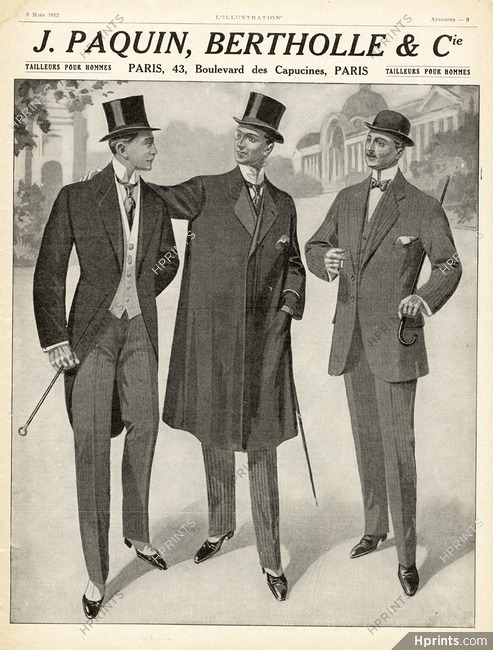 Joseph Paquin, Bertholle & Cie (Tailors) 1912