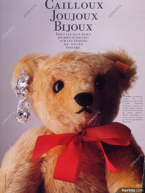 Harry Winston 1989 Earrings, Teddy Bear, Toys