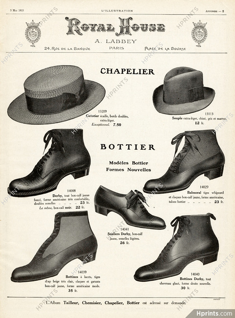 Royal House 1913 Bottier, Men's shoes, A. Labbey