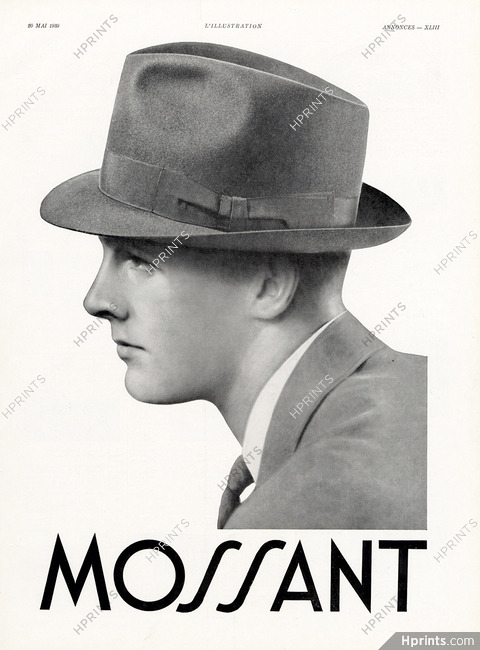 Mossant (Men's Hats) 1939 (L) — Advertisement