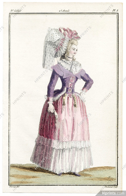 Magasin des Modes Nouvelles Françaises et Anglaises, 30 Janvier 1787, cahier n°8, planche n°I