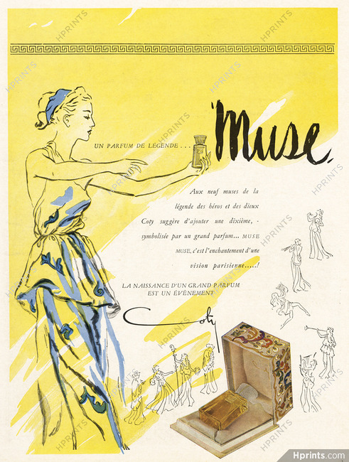 Coty (Perfumes) 1946 Muse — Perfumes — Advertisement