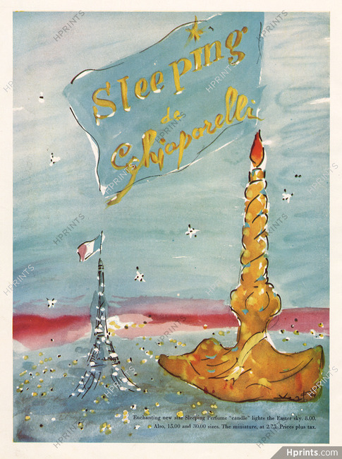 Schiaparelli (Perfumes) 1950 Sleeping, Eiffel Tower, Vertès