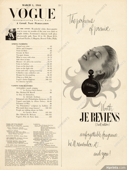 Worth (Perfumes) 1944 Je Reviens