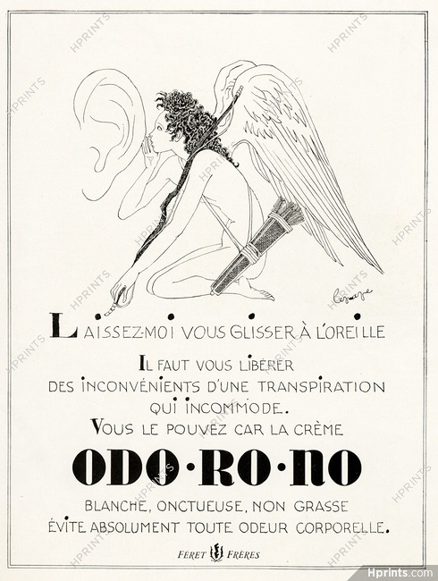 Féret (Cosmetics) 1949 Odo-ro-no, Angel, Georges Lepape