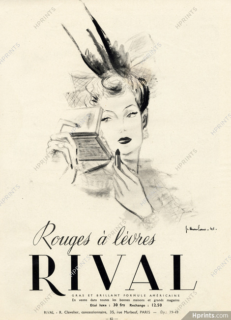 Rival (Cosmetics) 1941 Rouge à Lèvres, Jc. Haramboure