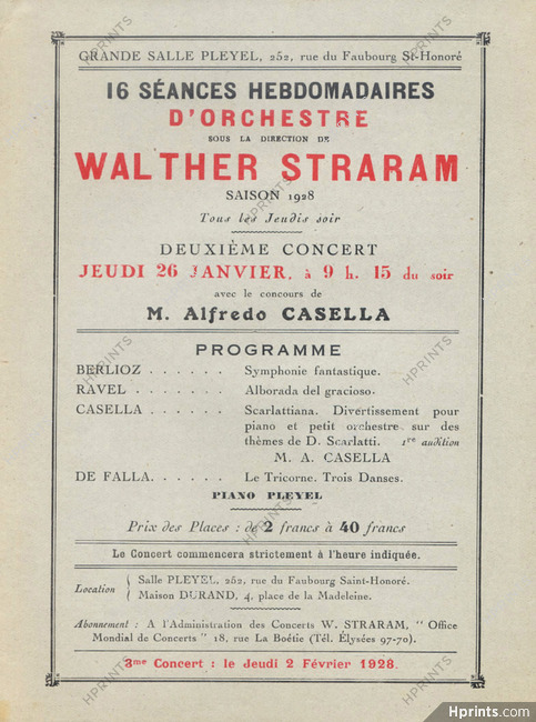Walther Straram (Director) 1928 Alfredo Casella