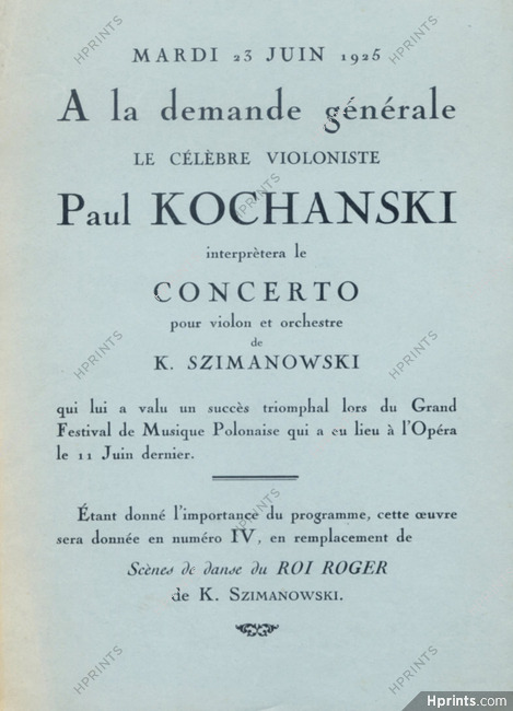 Paul Kochanski (violinist) 1925 Concerto de K. Szimanowski